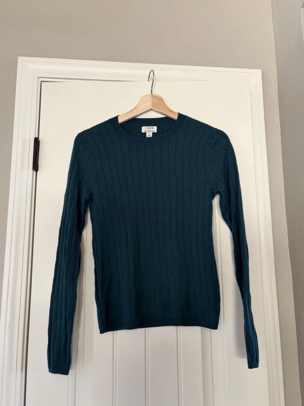 J. Crew Women's Teal Ribbed Crewneck Sweater